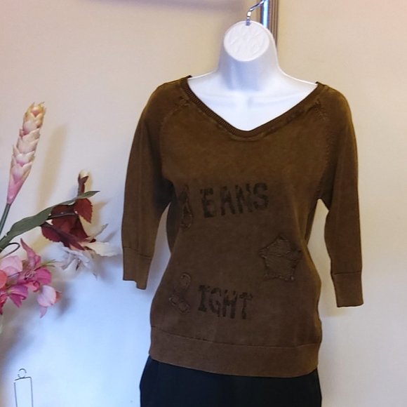 NWT Women’s Brown Lightweight 3/4 Sleeve Knit Cardigan Fall Sweater  6 8 - Picture 4 of 7